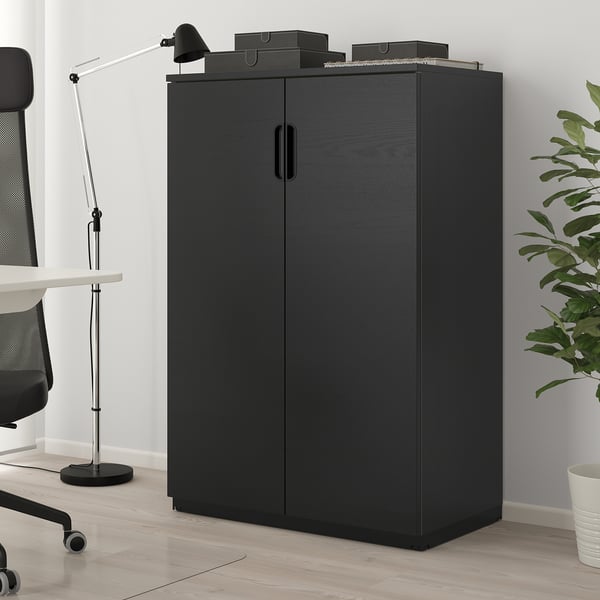 GALANT cabinet with doors, black stained ash veneer, 80x120 cm