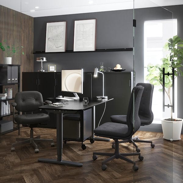 Ikea GALANT - Cabinet with doors, black stained ash veneer, 80x120 cm