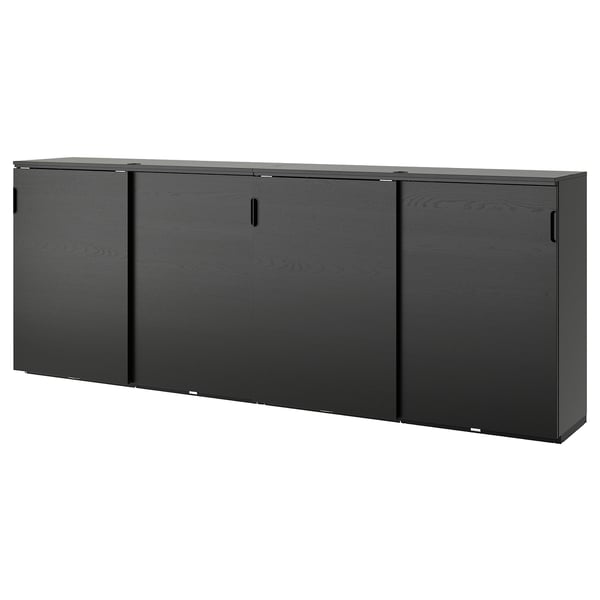 GALANT - Storage combination w sliding doors, black stained ash veneer, 320x120 cm