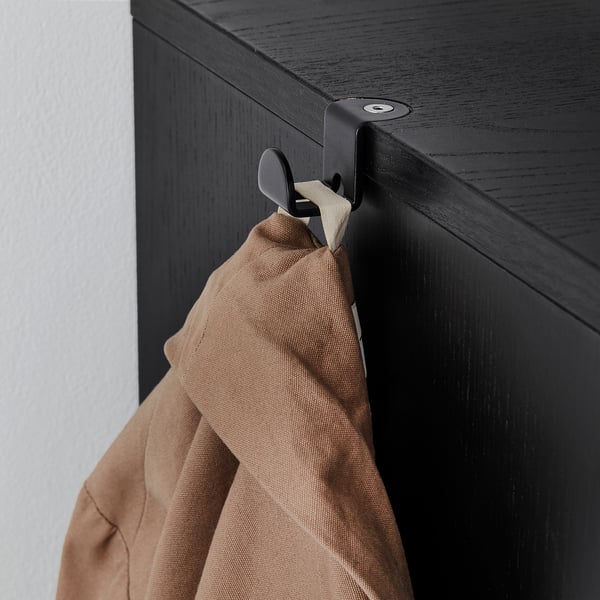 GALANT - Storage combination w sliding doors, black stained ash veneer, 320x120 cm