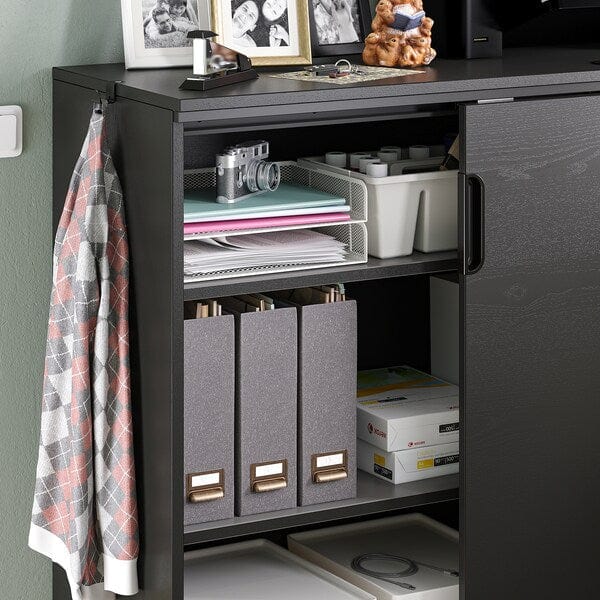 Ikea GALANT - Cabinet with sliding doors, black stained ash veneer, 160x120 cm