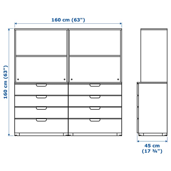 GALANT storage combination with drawers, white, 160x160 cm