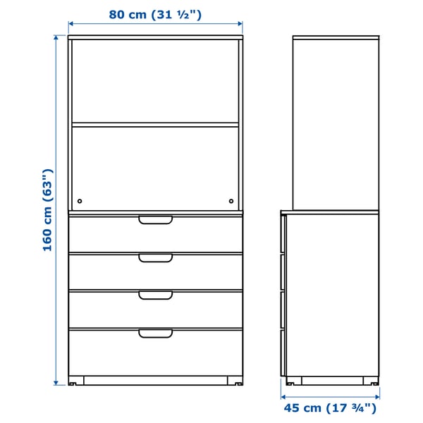 GALANT - Storage combination with drawers, white, 80x160 cm