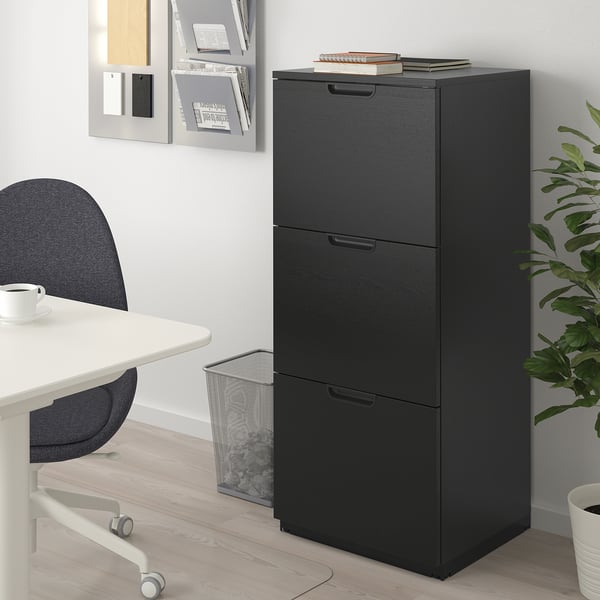 GALANT file cabinet, black stained ash veneer, 51x120 cm
