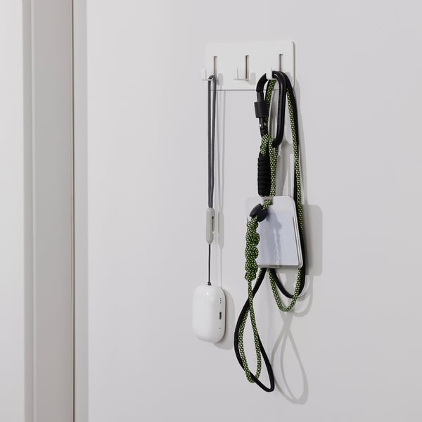 GALTBOX rack with 3 hooks, self-adhesive/white, 16x5x2 cm