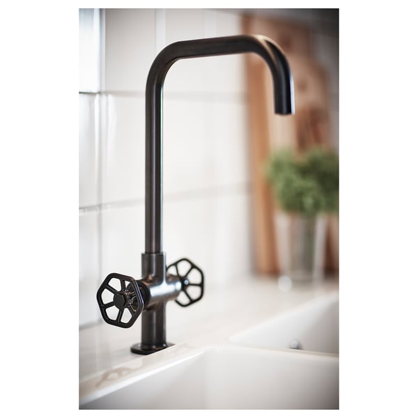 GAMLESJÖN Double Control Sink Mixer - Brushed Black Metal