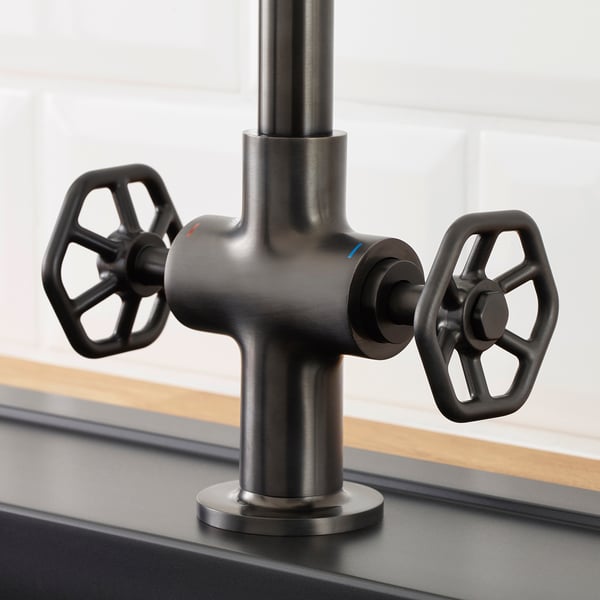 GAMLESJÖN Double Control Sink Mixer - Brushed Black Metal