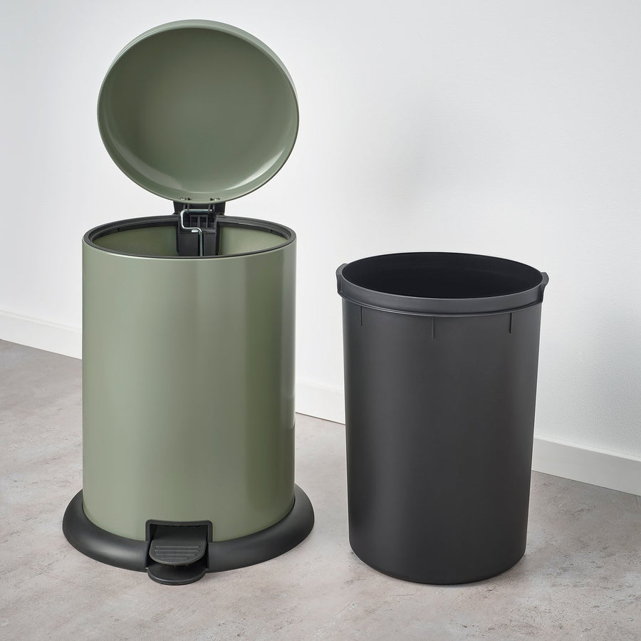 GÅNGSKYFFEL pedal bin, grey-green, 30 cm