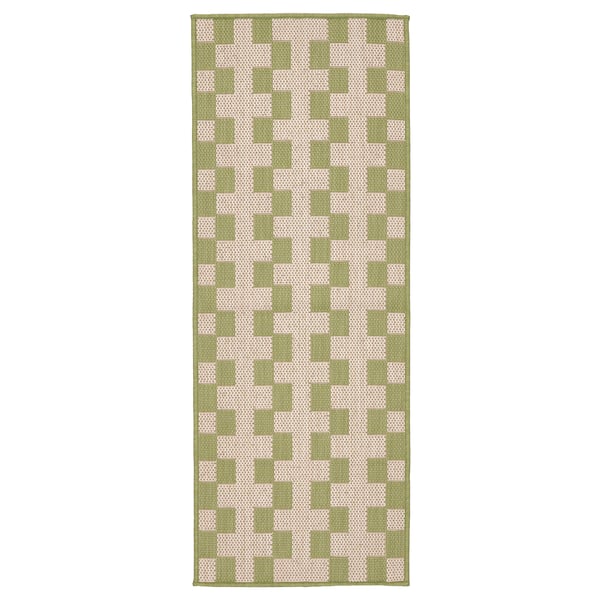 GÅNGSTIG - Kitchen carpet, flatweave green/dirty white,45x120 cm