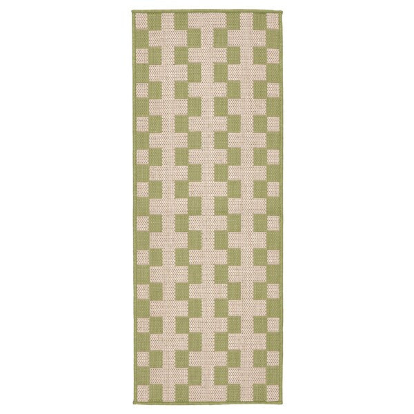 GÅNGSTIG - Kitchen carpet, flatweave green/dirty white,45x120 cm