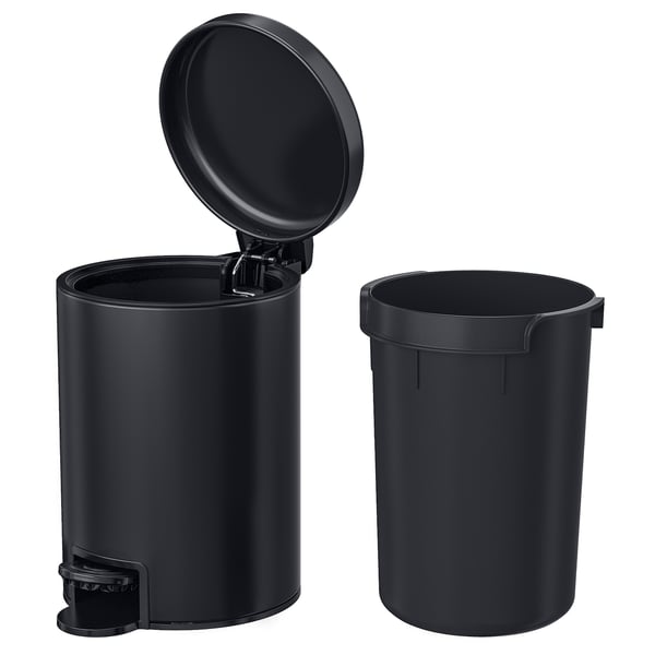 GANSJÖN waste bin, black, 3 l