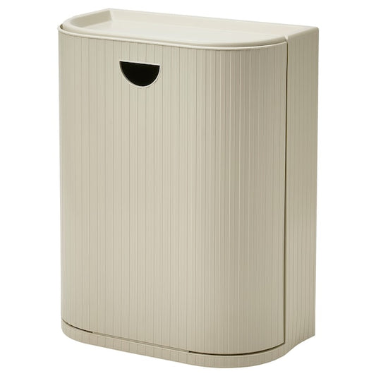 GÅRDSBUTIK - Bin with lid, grey-beige, 21 l