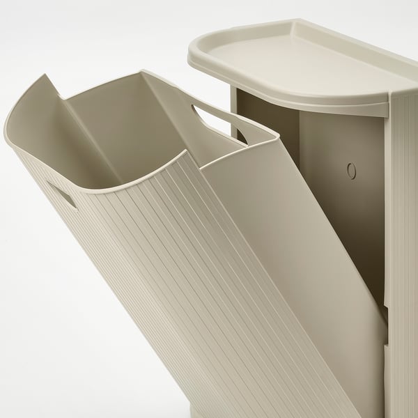 GÅRDSBUTIK bin with lid, grey-beige, 21 l