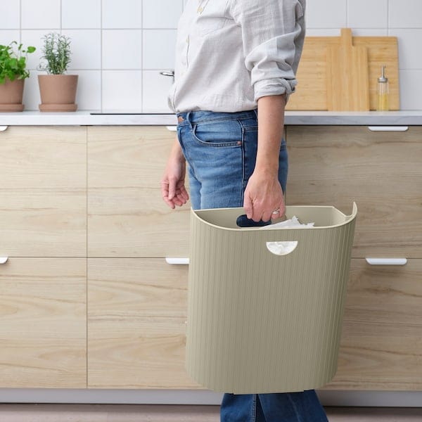 Ikea GÅRDSBUTIK - Bin with lid, grey-beige, 21 l