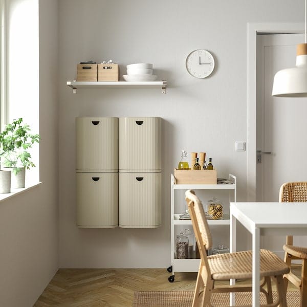 Ikea GÅRDSBUTIK - Bin with lid, grey-beige, 21 l