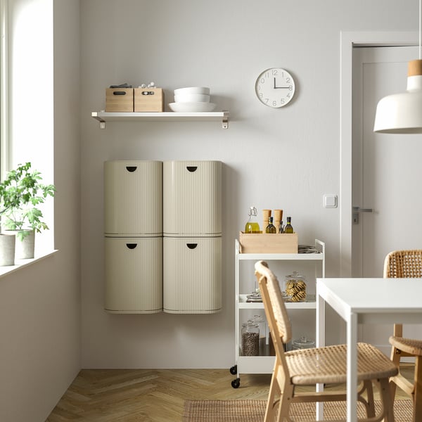 GÅRDSBUTIK bin with lid, grey-beige, 21 l