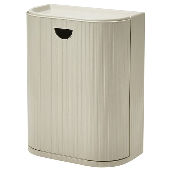 Ikea GÅRDSBUTIK - Bin with lid, grey-beige, 21 l