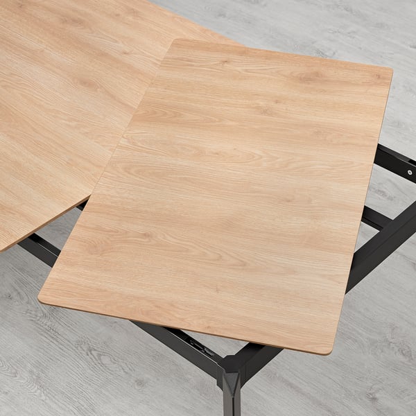 GILLANDA extendable table, oak/black, 180/240x100 cm