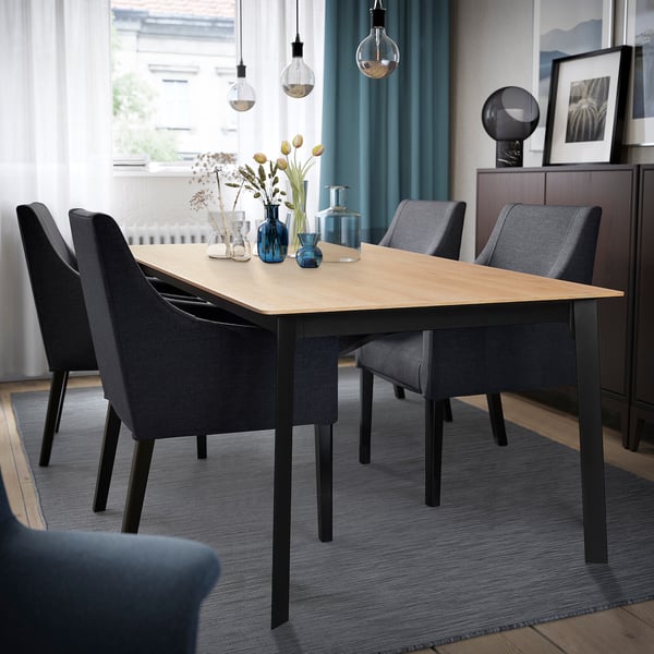 GILLANDA extendable table, oak/black, 180/240x100 cm