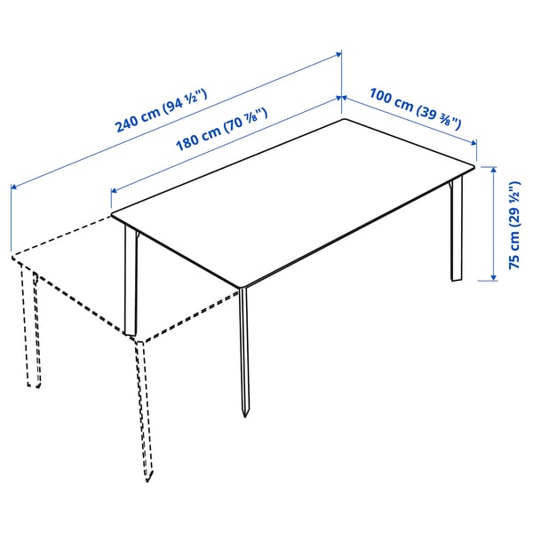 GILLANDA extendable table, oak/black, 180/240x100 cm