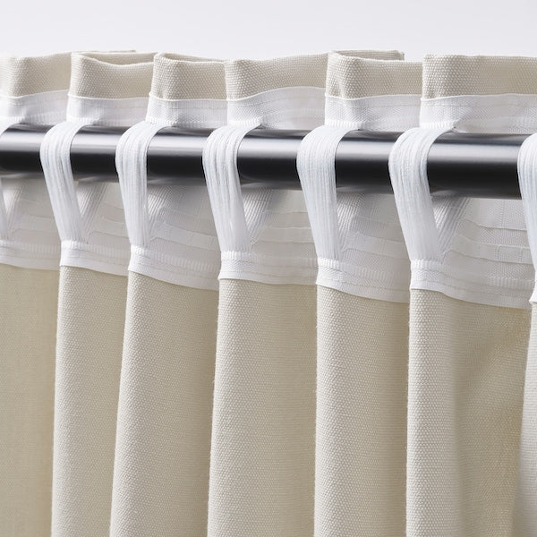GINSTMOTT curtains, 1 pair, beige/with heading tape, 145x300 cm