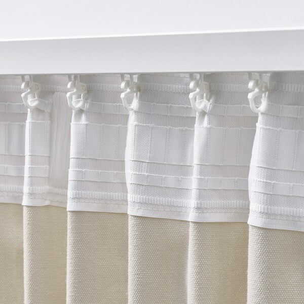 GINSTMOTT curtains, 1 pair, beige/with heading tape, 145x300 cm