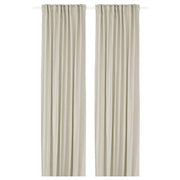 GINSTMOTT curtains, 1 pair, beige/with heading tape, 145x300 cm