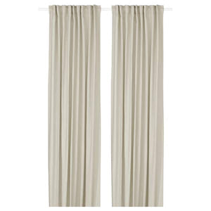GINSTMOTT curtains, 1 pair, beige/with heading tape, 145x300 cm