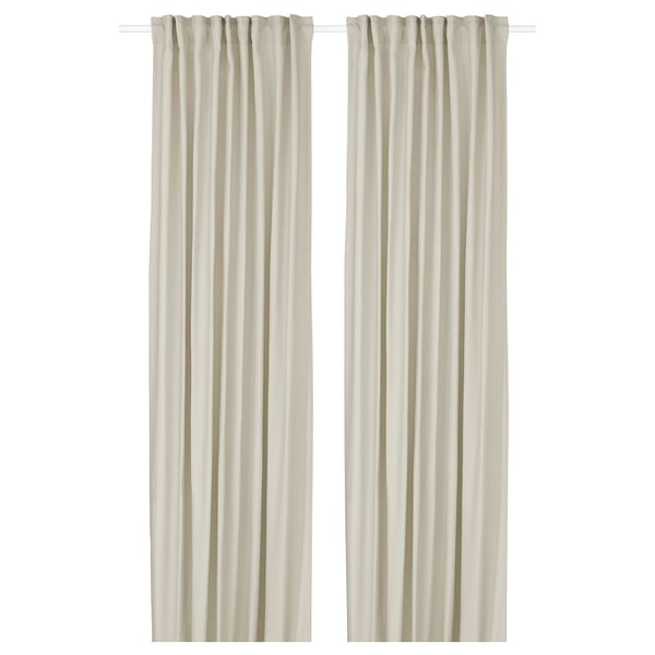 GINSTMOTT curtains, 1 pair, beige/with heading tape, 145x300 cm
