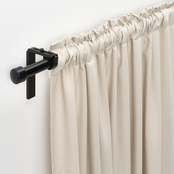 GINSTMOTT curtains, 1 pair, beige/with heading tape, 145x300 cm