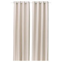 GINSTMOTT curtains, 1 pair, beige/with eyelets, 145x300 cm