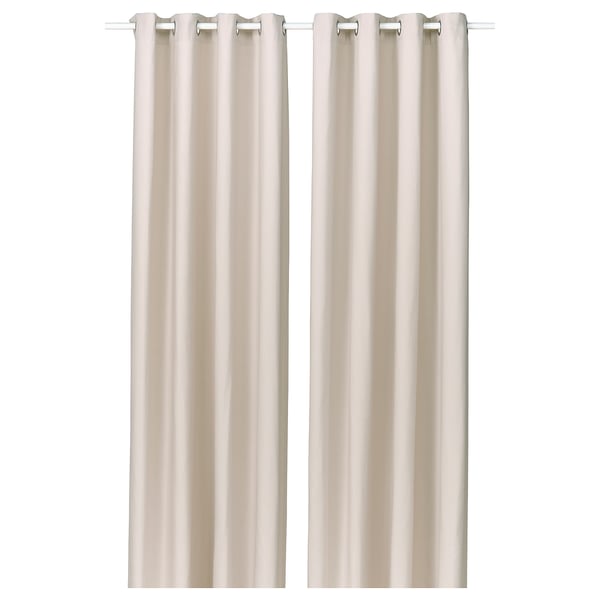 GINSTMOTT curtains, 1 pair, beige/with eyelets, 145x300 cm