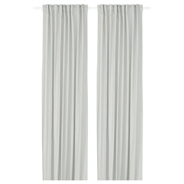 GINSTMOTT curtains, 1 pair, white/with heading tape, 145x300 cm