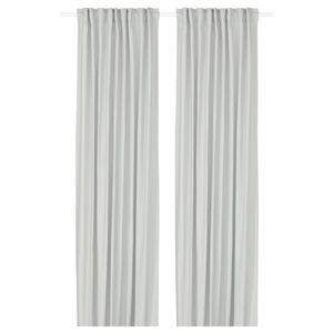 GINSTMOTT curtains, 1 pair, white/with heading tape, 145x300 cm