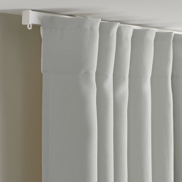 GINSTMOTT curtains, 1 pair, white/with heading tape, 145x300 cm