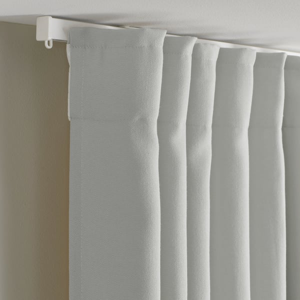 GINSTMOTT curtains, 1 pair, white/with heading tape, 145x300 cm