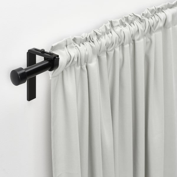 GINSTMOTT curtains, 1 pair, white/with heading tape, 145x300 cm