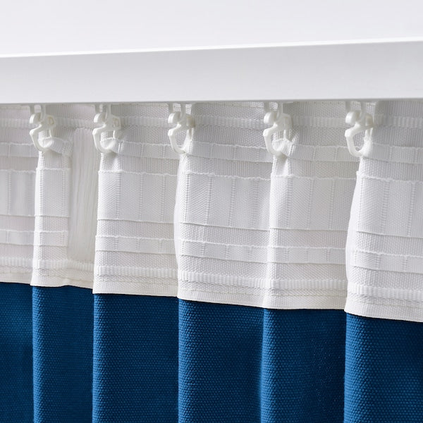 GINSTMOTT curtains, 1 pair, dark blue/with heading tape, 145x300 cm