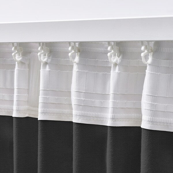GINSTMOTT curtains, 1 pair, dark grey/with heading tape, 145x300 cm