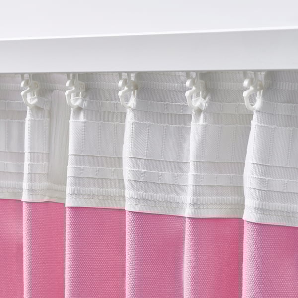 GINSTMOTT - Curtain, 2 sheets, with curling ribbon/pink,145x300 cm