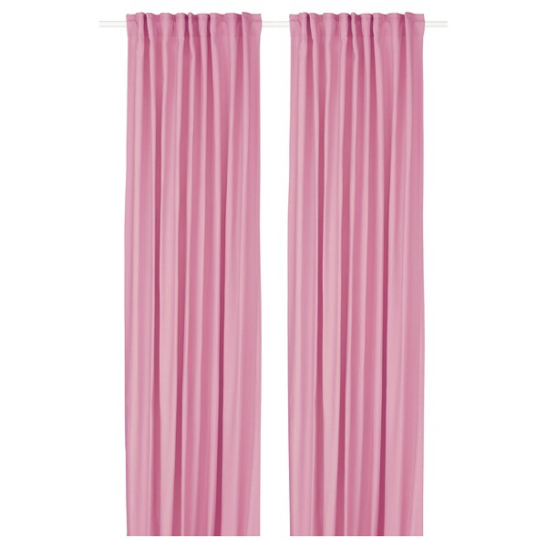 GINSTMOTT curtains, 1 pair, pink/with heading tape, 145x300 cm