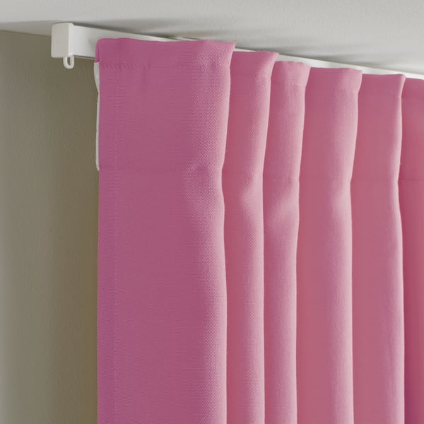 GINSTMOTT - Curtain, 2 sheets, with curling ribbon/pink,145x300 cm