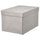 GJÄTTA storage box with lid, velvet light grey, 18x25x15 cm
