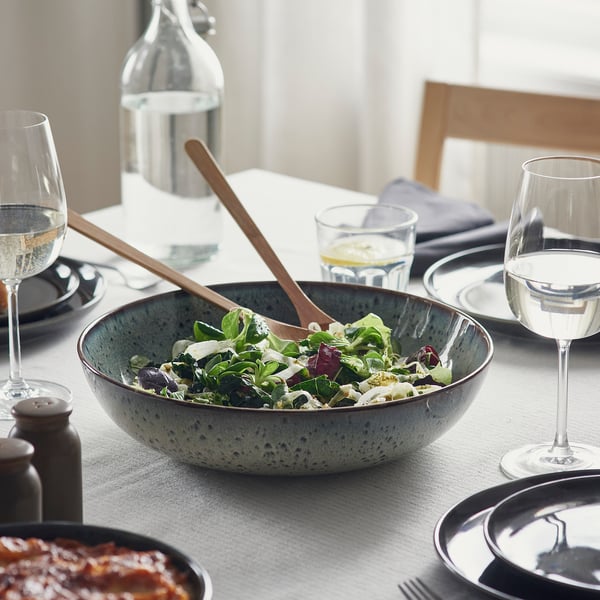 GLADELIG - GLADELIG Serving bowl, beige-green, 30 cm