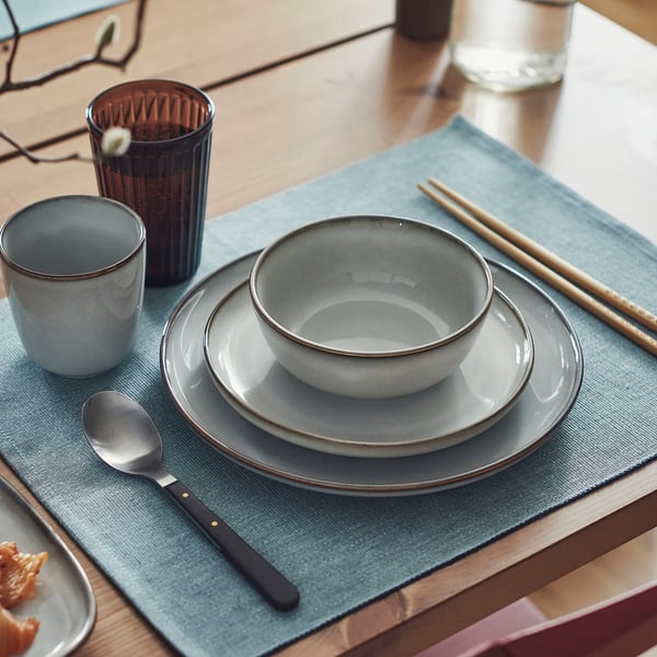 GLADELIG bowl, grey, 14 cm