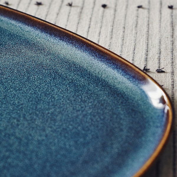 GLADELIG plate, blue, 31x19 cm