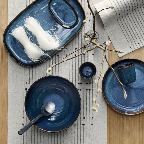GLADELIG plate, blue, 31x19 cm