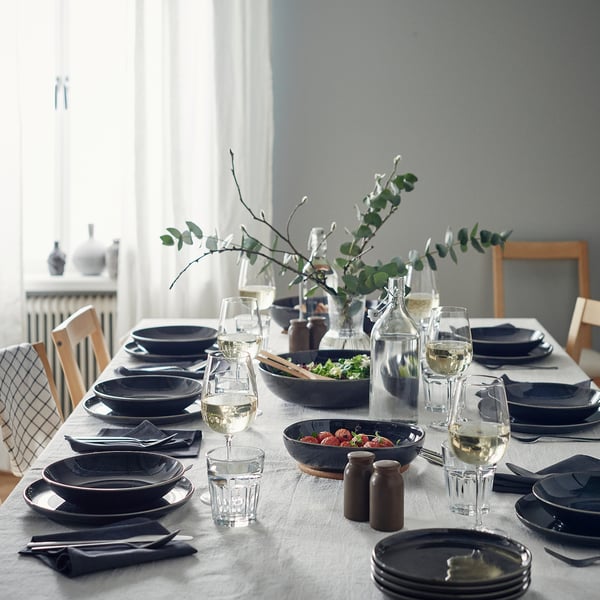 GLADELIG - GLADELIG Deep plate, dark grey, 21 cm