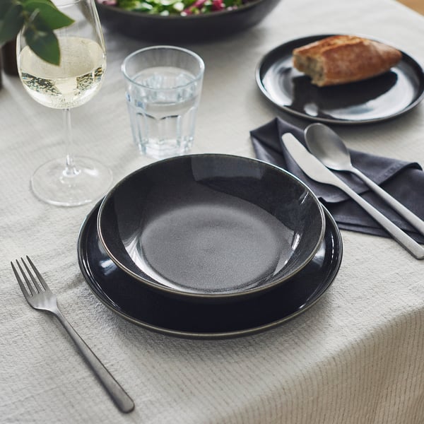 GLADELIG - GLADELIG Deep plate, dark grey, 21 cm