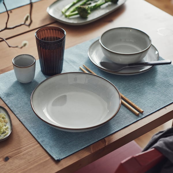 GLADELIG deep plate, grey, 21 cm
